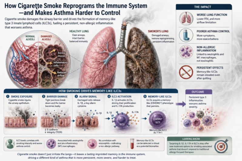 How Cigarette Smoke Reprograms the Immune System, and Makes Asthma Harder to Control